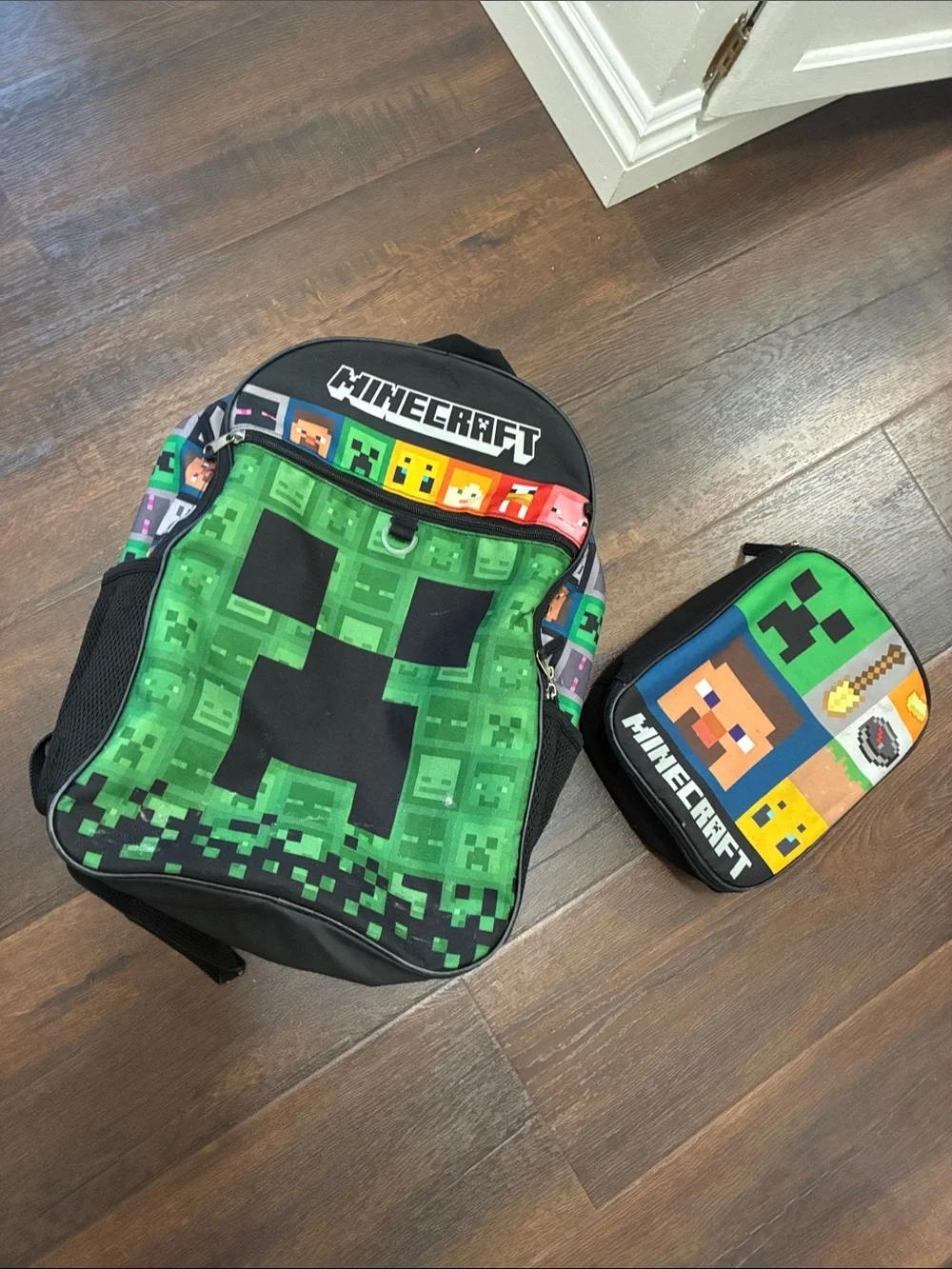 MINECRAFT Green Creeper Backpack and Lunch Bag Set BACK TO SCHOOL
